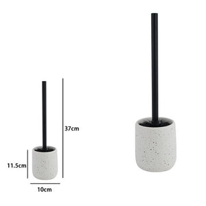 Trade Shop - Porta Scopino Con Scopettino Nero Wc Bagno Ceramica Bianco Effetto Pietra Granito 87808         