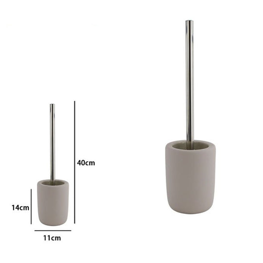 Trade Shop - Porta Scopino Con Scopettino Wc D'appoggio Arredo Accessorio Da Bagno Tortora 87816         