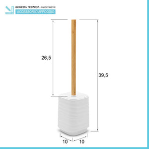 Porta scopino da appoggio bianco in abs e bambù Wave