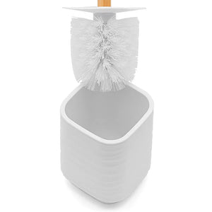 Porta scopino da appoggio bianco in abs e bambù Wave