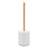 Porta scopino da appoggio bianco in abs e bambù Wave