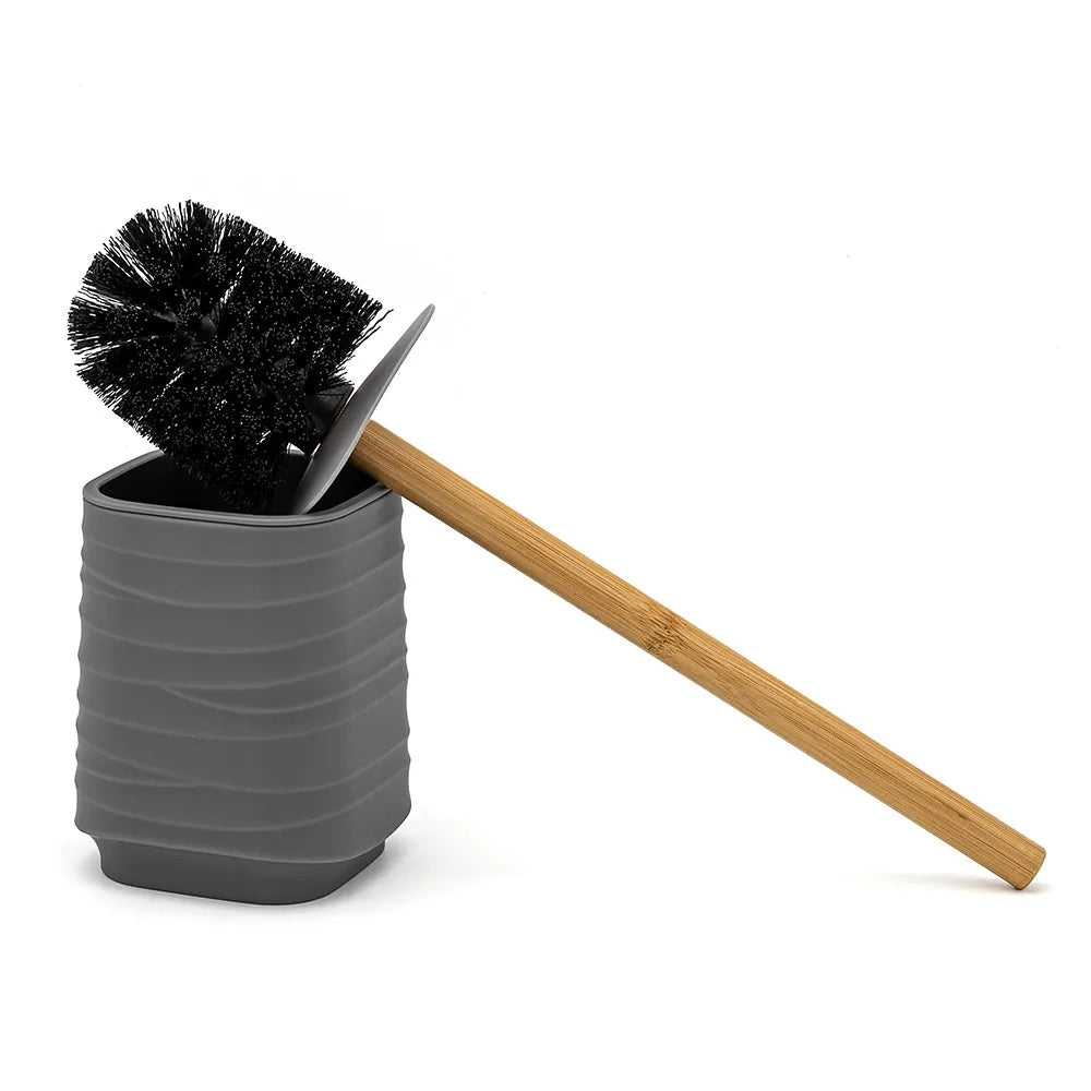 Porta scopino da appoggio grigio in abs e bambù Wave