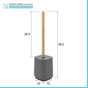 Porta scopino da appoggio grigio in abs e bambù Wave