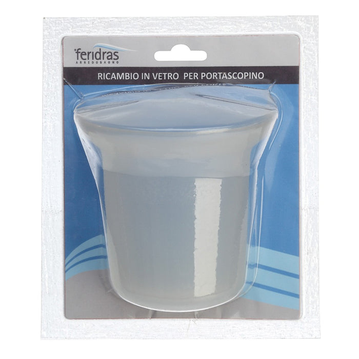 Porta scopino di ricambio per spazzole wc a muro in vetro satinato