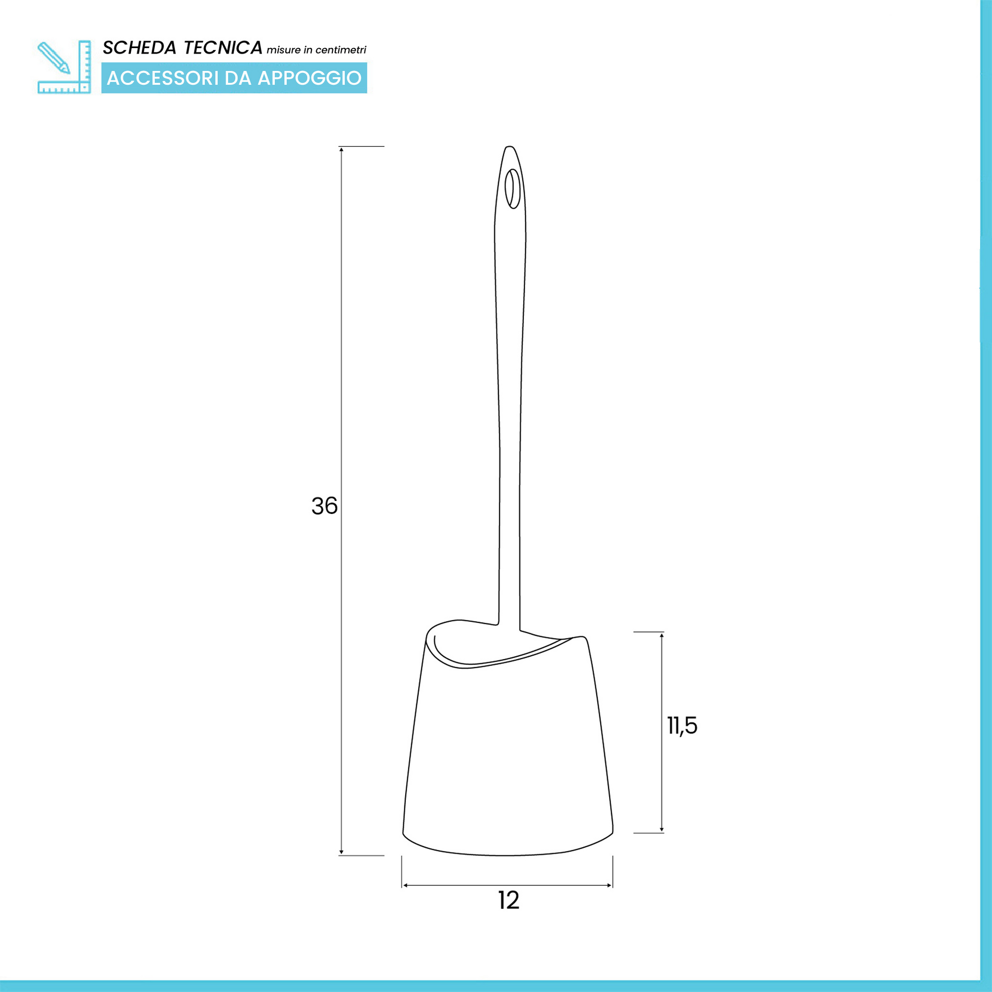 Portascopino wc da appoggio bianco in abs con setole nere