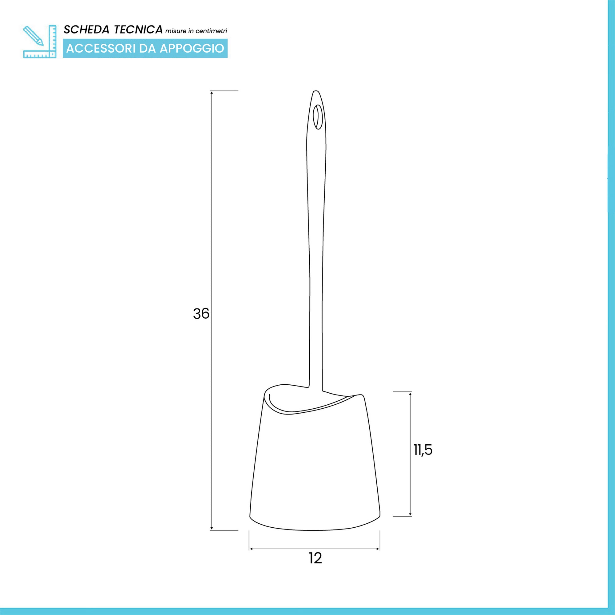 Portascopino wc da appoggio nero in abs con setole nere