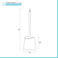 Portascopino wc da appoggio nero in abs con setole nere