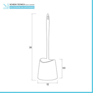 Portascopino wc da appoggio nero in abs con setole nere