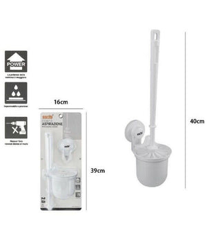 Porta Scopino Wc A Parete Con Ventosa Scopino Bianco Accessori Da Bagno 59548         