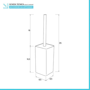 Porta scopino wc bianco completo di scopino con setole morbide Star