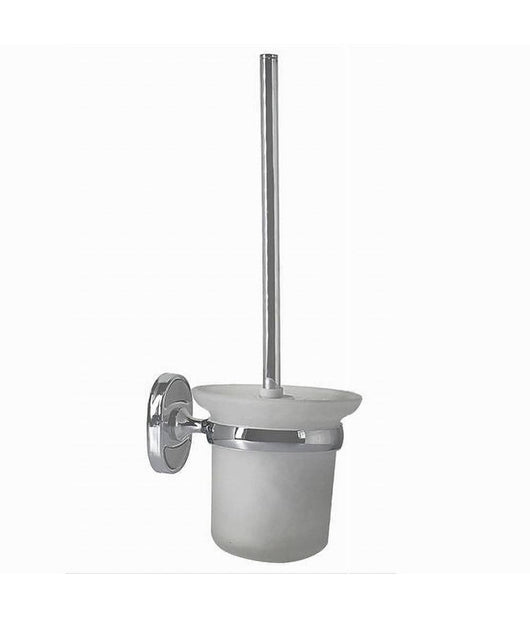 Porta Scopino Wc Completo Vetro Satinato Fissaggio A Parete Bagno Ovale 52017         