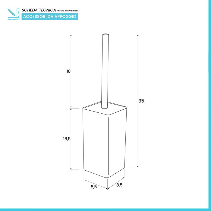 Porta scopino wc grigio completo di scopino con setole morbide Star
