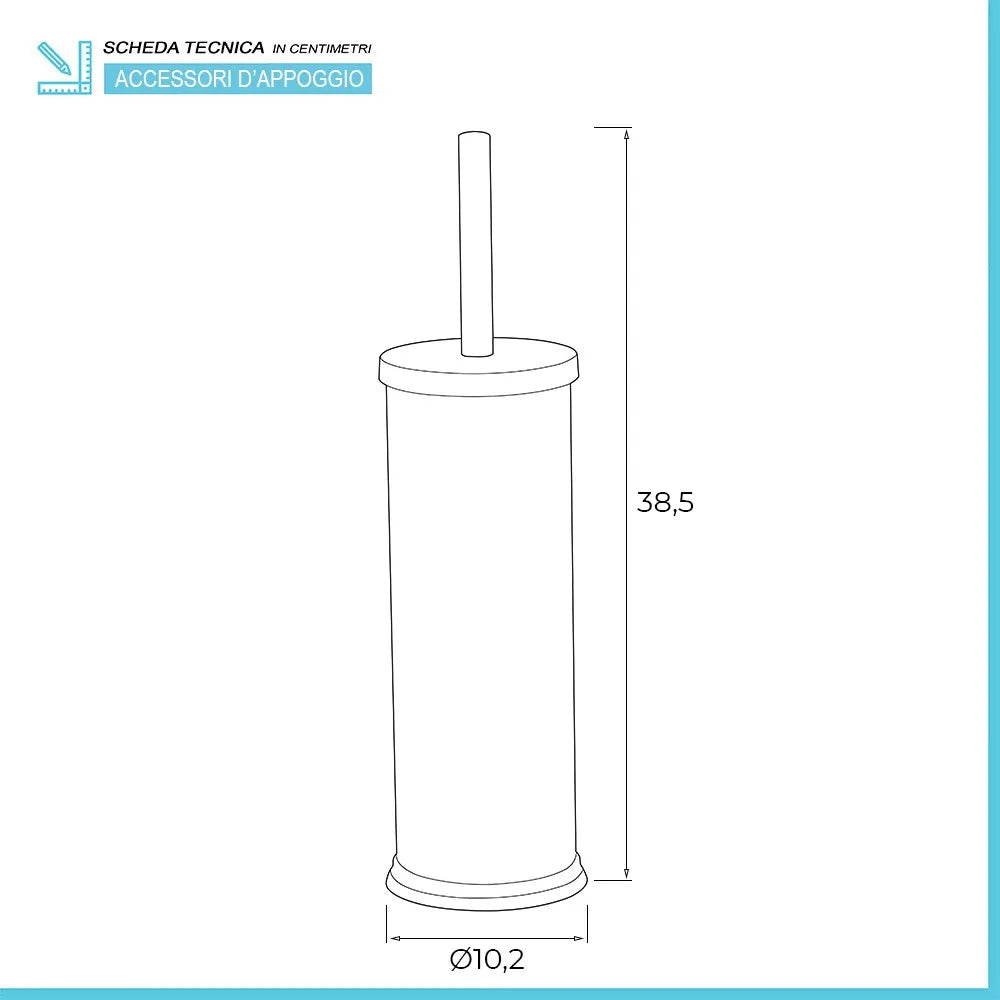 Porta scopino wc in acciaio inox spazzolato con setole nere e coperchio