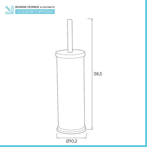 Porta scopino wc in acciaio inox spazzolato con setole nere e coperchio