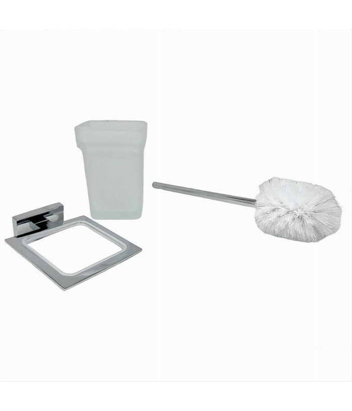 Porta Scopino Wc Scopettino Completo Vetro Satinato Fissaggio Parete Bagno Cubo 87220         