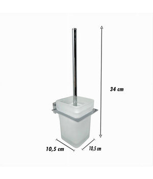 Porta Scopino Wc Scopettino Completo Vetro Satinato Fissaggio Parete Bagno Cubo 87220         