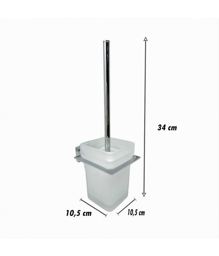 Porta Scopino Wc Scopettino Completo Vetro Satinato Fissaggio Parete Bagno Cubo 87220         