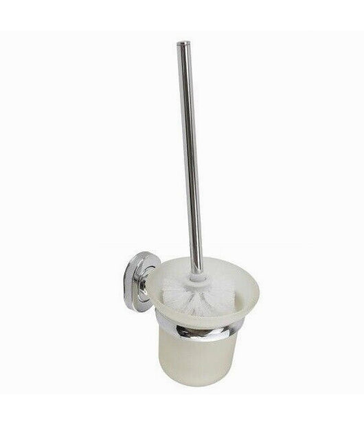 Porta Scopino Wc Scopino Completo Vetro Satinato Fissaggio A Parete Bagno 69194         