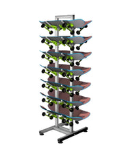 Porta Skateboard A 7 Strati In Metallo Nero Da Terra Per Esposizione Del Negozio         