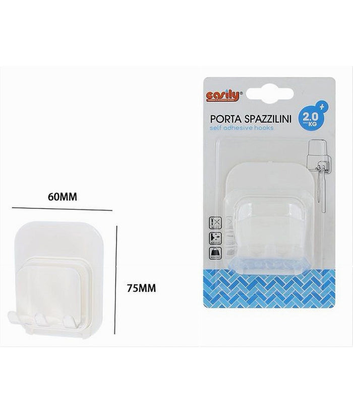 Porta Spazzolini Adesivo Doppi Ganci Multiuso Supporto Per Bagno A Parete 87360         