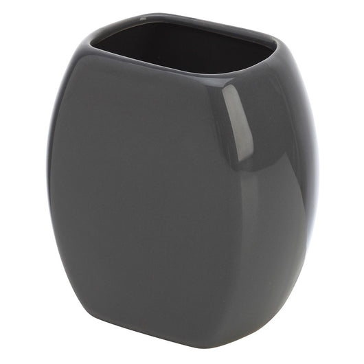 Porta spazzolini bagno grigio d'appoggio in ceramica