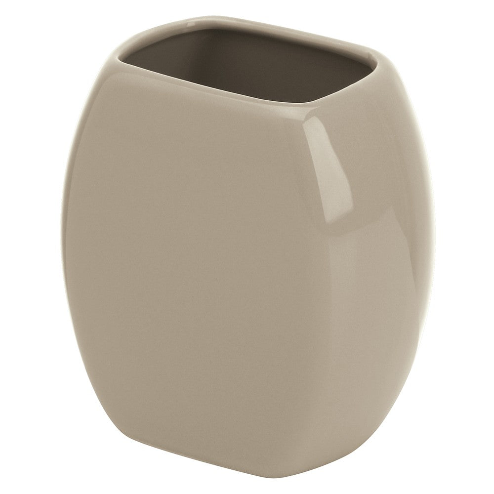 Porta spazzolini bagno tortora d'appoggio in ceramica