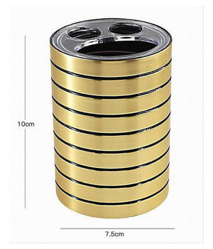 Porta Spazzolini Bicchiere A 3 Fori Oro A Righe Stile Moderno Arredo Bagno 10385         