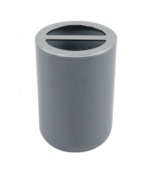 Porta Spazzolini Bicchiere Accessorio Arredo Bagno A 2 Fori Grigio Silver 69470         