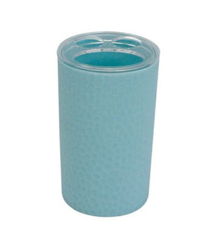 Porta Spazzolini Bicchiere Accessorio Arredo Bagno Azzurro Lavorato 3 Fori 79794         