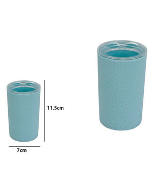 Porta Spazzolini Bicchiere Accessorio Arredo Bagno Azzurro Lavorato 3 Fori 79794         