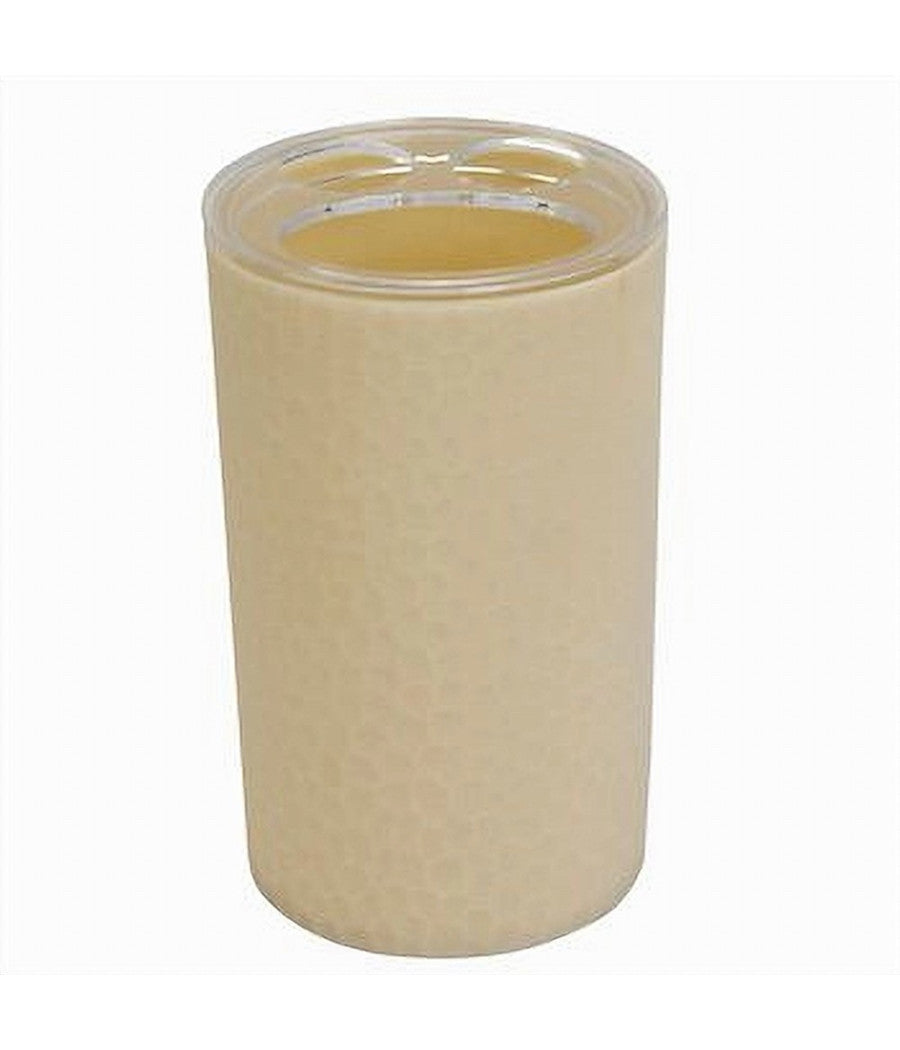 Porta Spazzolini Bicchiere Accessorio Arredo Bagno Beige Lavorato 3 Fori 79790         