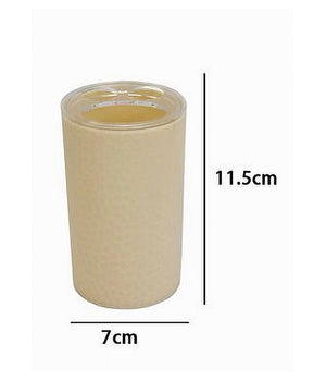 Porta Spazzolini Bicchiere Accessorio Arredo Bagno Beige Lavorato 3 Fori 79790         