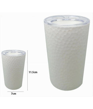 Porta Spazzolini Bicchiere Accessorio Arredo Bagno Bianco Lavorato 3 Fori 79174         