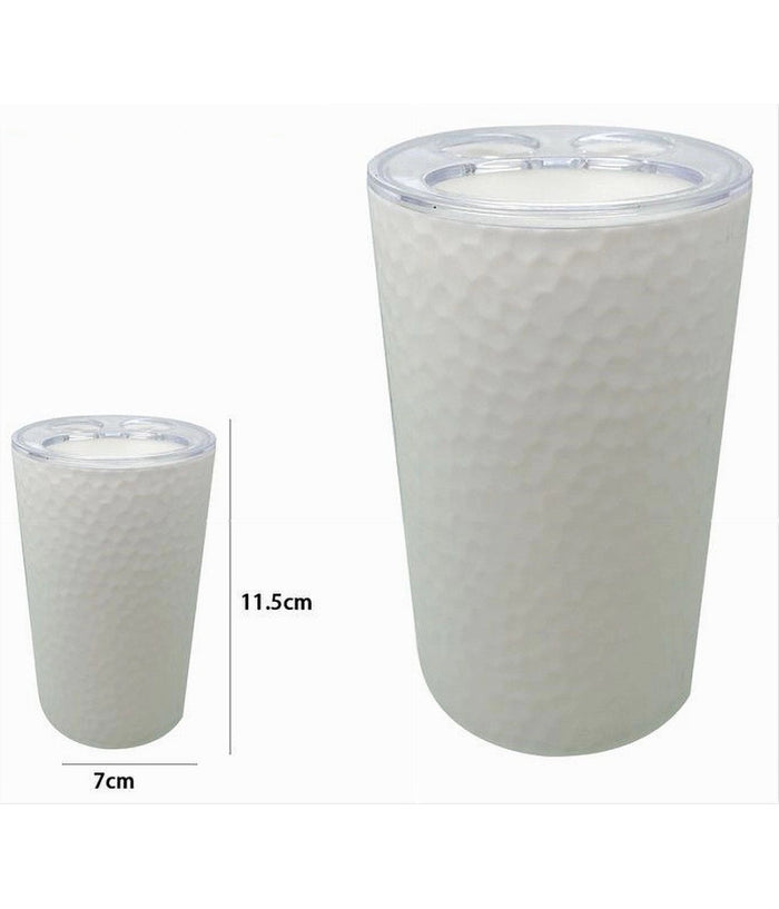 Porta Spazzolini Bicchiere Accessorio Arredo Bagno Bianco Lavorato 3 Fori 79174         