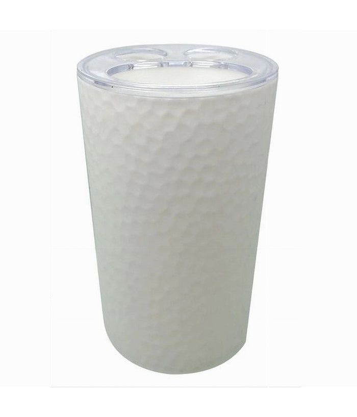 Porta Spazzolini Bicchiere Accessorio Arredo Bagno Bianco Lavorato 3 Fori 79174         