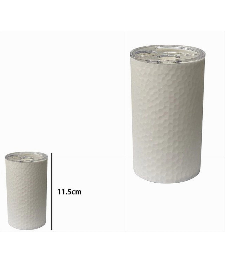 Porta Spazzolini Bicchiere Accessorio Arredo Bagno Bianco Lavorato 3 Fori 79174         