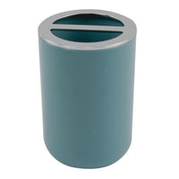 Trade Shop - Porta Spazzolini Bicchiere Accessorio Bagno 2 Fori Verde Petrolio Silver 69474 -