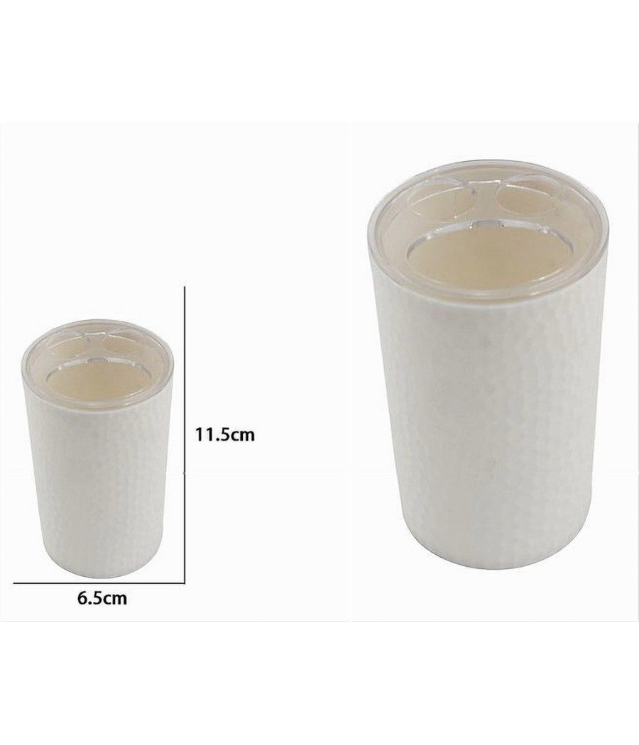 Porta Spazzolini Bicchiere Accessorio Bagno Bianco 3 Fori Portaspazzolini 10435         