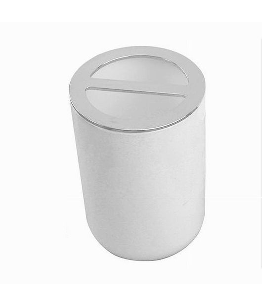 Porta Spazzolini Bicchiere Accessorio Per Arredo Bagno 2 Fori Bianco Silver 69462         