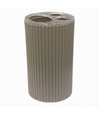 Porta Spazzolini Bicchiere Accessorio Per Arredo Bagno Beige Rigato 3 Fori 79166         