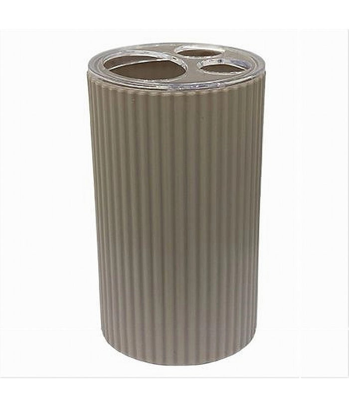 Porta Spazzolini Bicchiere Accessorio Per Arredo Bagno Beige Rigato 3 Fori 79166         