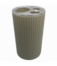 Porta Spazzolini Bicchiere Accessorio Per Arredo Bagno Beige Rigato 3 Fori 79166         