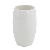 Trade Shop - Porta Spazzolini Bicchiere Bianco Pelle Accessorio Arredo Da Bagno Elegante 87787 -