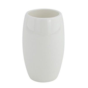 Trade Shop - Porta Spazzolini Bicchiere Bianco Pelle Accessorio Arredo Da Bagno Elegante 87787 -