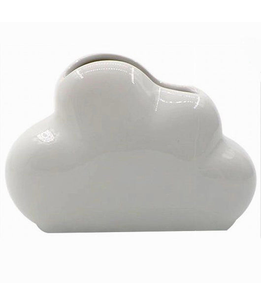 Porta Spazzolini Bicchiere Dentifricio Bagno Ceramica Bianca Forma Nuvola 79937         