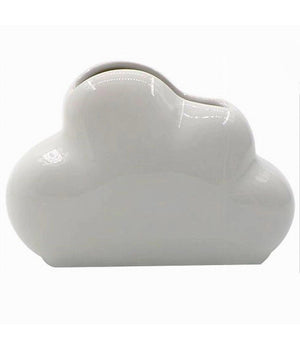 Porta Spazzolini Bicchiere Dentifricio Bagno Ceramica Bianca Forma Nuvola 79937         