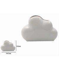 Porta Spazzolini Bicchiere Dentifricio Bagno Ceramica Bianca Forma Nuvola 79937         