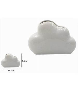 Porta Spazzolini Bicchiere Dentifricio Bagno Ceramica Bianca Forma Nuvola 79937         