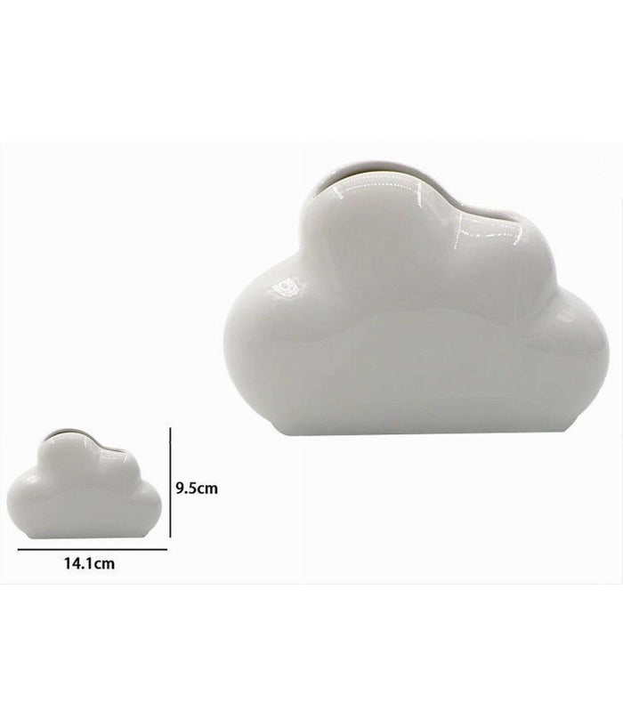 Porta Spazzolini Bicchiere Dentifricio Bagno Ceramica Bianca Forma Nuvola 79937         