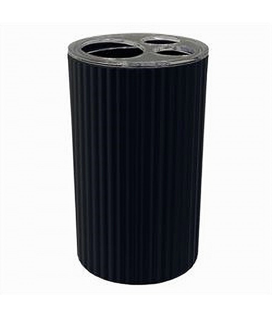 Porta Spazzolini Bicchiere Per Arredo Bagno Grigio Scuro Rigato A 3 Fori 79170         